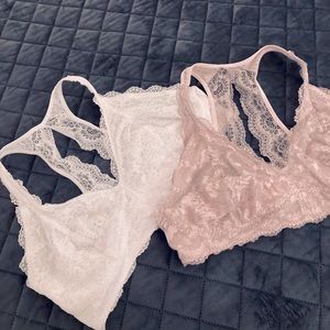 Two lace bralettes. Size large.